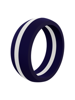 Qalo Women's Strata White & Lilac Hibiscus Silicone Ring QS9-FVG