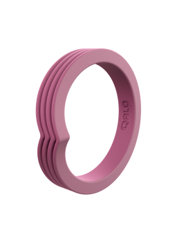 Qalo Women's Strata White & Lilac Hibiscus Silicone Ring QS9-FVG